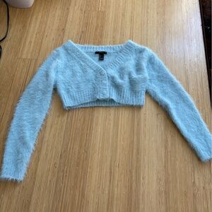 Forever 21 blue cropped fuzzy sweater